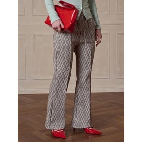 Jacquard drawstring bootcut banding pants Mint