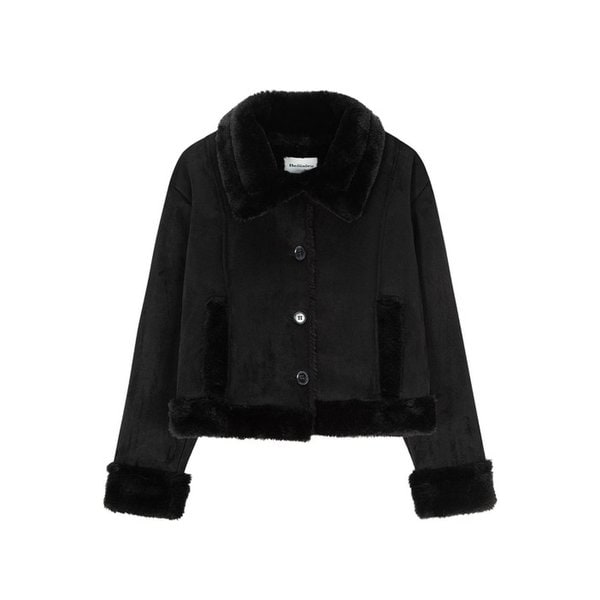 BUNNY SHEARING COAT-BLACK