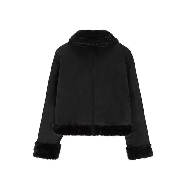 BUNNY SHEARING COAT-BLACK
