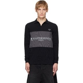 블랙 Fred Perry 로고 패널 폴로 셔츠 251563M212003