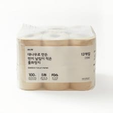 JAJU [JAJU/자주] 대나무로 만든 먼지 날림이 적은 롤화장지 12개입