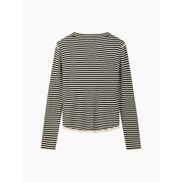 [Online Exclusive] 스트라이프 라운드 니트_SAKPE3611BK