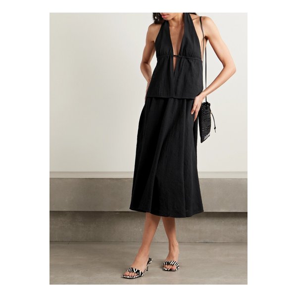 스타우드 플로레스 코튼 거즈 홀터넥 탑 블랙 46376663162863366