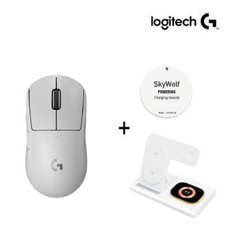 Logitech 로지텍 G PRO X SUPERLIGHT2 슈퍼라이트2 지슈라2 무선 마우스 화이트 +  무선 충전기 파워링