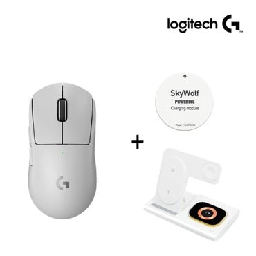 Logitech 로지텍 G PRO X SUPERLIGHT2 슈퍼라이트2 지슈라2 무선 마우스 화이트 +  무선 충전기 파워링