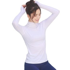 [그라모어] YOGA by glamore 손가락 구멍이있는 하이넥 긴팔 L 화이트