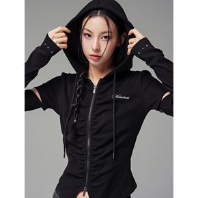 마리나 컷아웃 후디 집업 BLACK