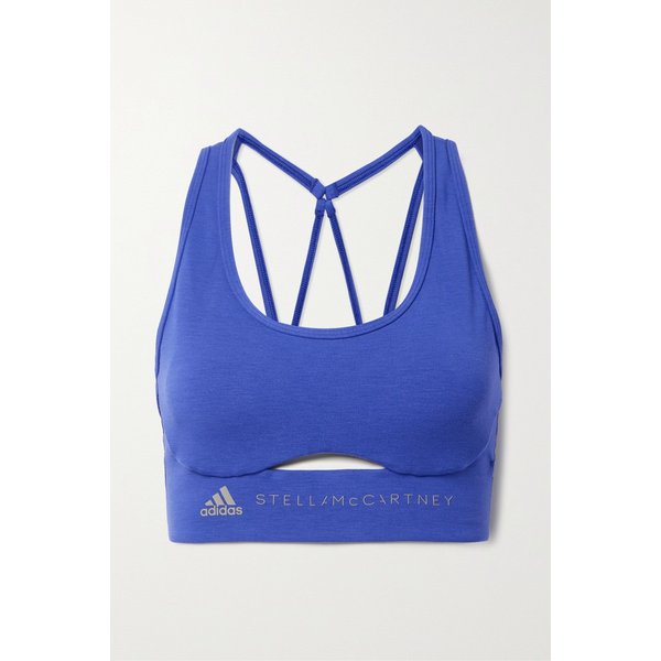 바이스텔라매카트니 트루스트렝스 컷아웃 프린트 스포츠 브라 네이비 1647597320249539