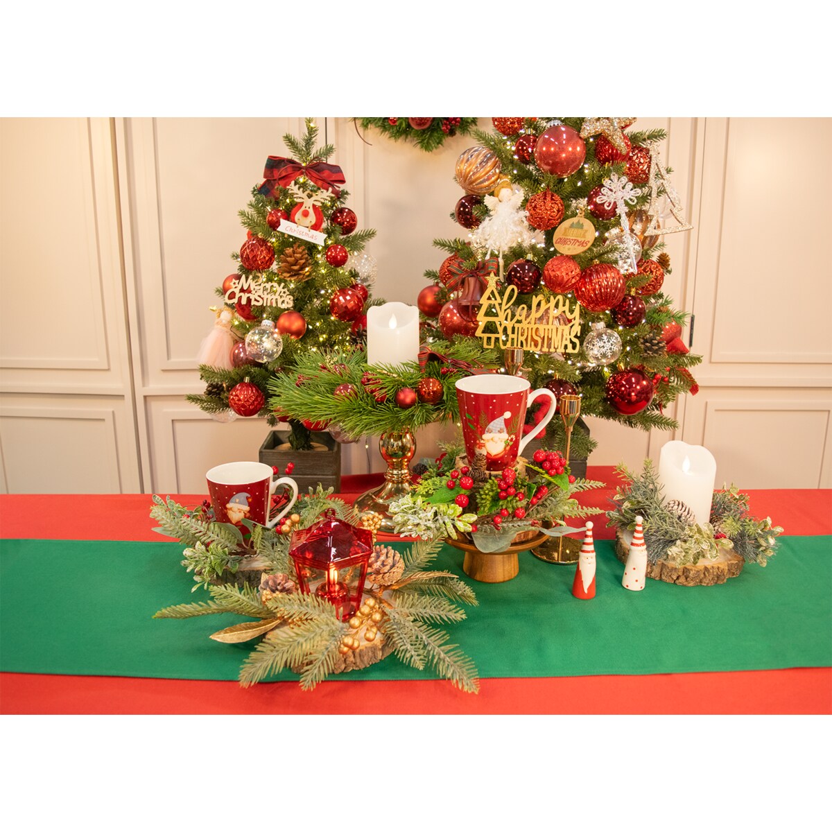 크리스마스 트리 90cm 레드 트리 풀세트 완제품