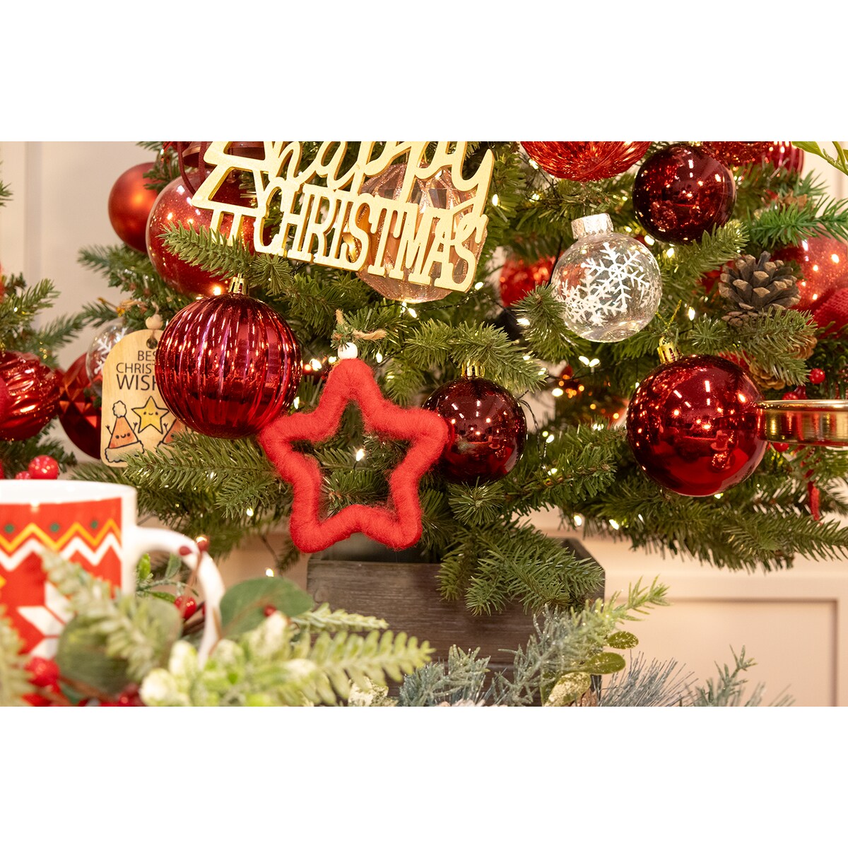 크리스마스 트리 90cm 레드 트리 풀세트 완제품