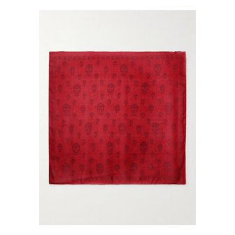 알렉산더맥퀸 프린트 실크 시폰 스카프 레드 46376663162956267