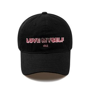 LOVE MY SELF 워싱 볼캡-블랙