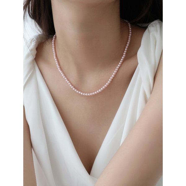 CRYSTAL CORE BABY PINK PEARL NECKLACE (2SIZE)