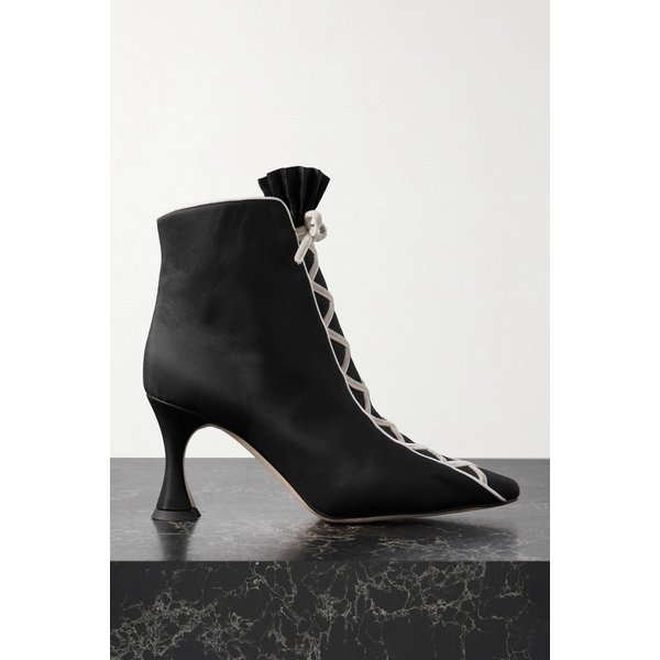놀학 70 러플 벨벳 트림 실크 앵클 부츠 46376663162925891