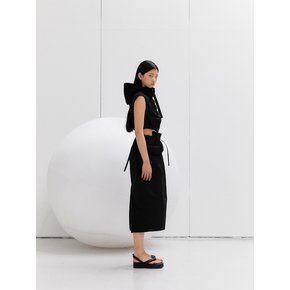 SHIRRING BOKJORI DRESS - BLACK