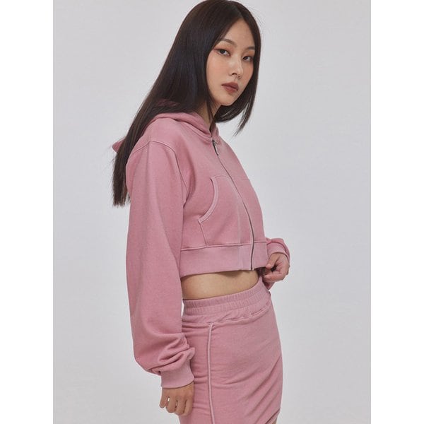 SKINNY RIB BLOCK ZIP-UP HOODIE_T326OT802