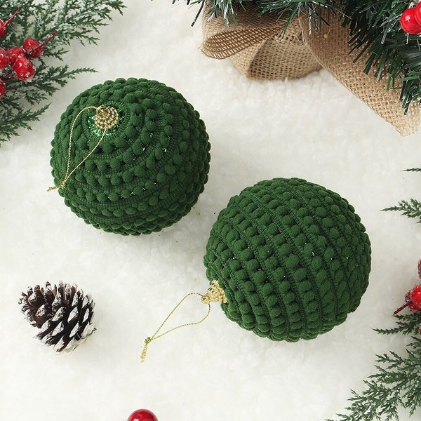 퓨어그린 패브릭 장식볼 2p세트(10cm) (방울도트)