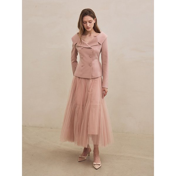 [SET] Ellen Jacket + Etoile Banding Sha Skirt (Pink)