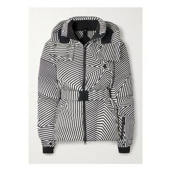 PERFECT MOMENT 퍼펙트 모먼트 캔디스 후드 벨트 프린트 다운 스키 재킷 블랙 1647597343753886