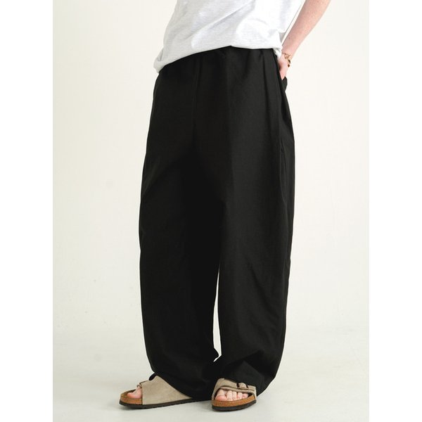 턴 다잉 라이크린넨 밴딩팬츠 블랙 JNLP7717