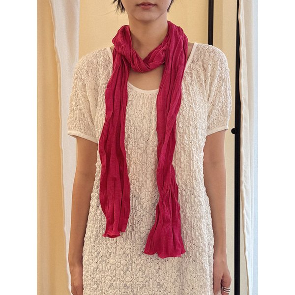 Wave Crinkled Long Scarf (magenta)