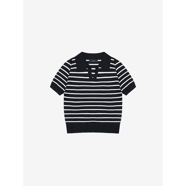 카라넥 스트라이프 반팔 니트 풀오버 (VKUCG2971)