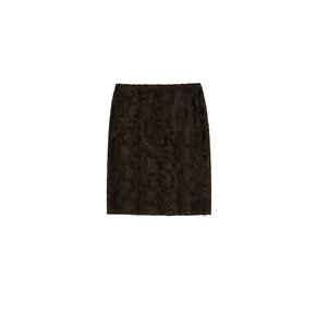 Low-Rise Fur Midi Skirt (Brown)