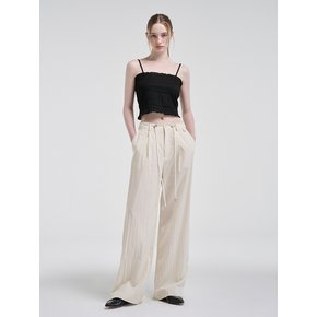 String Pintuck Nylon Pants, Cream