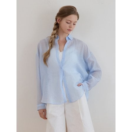 르스튜디오 VERTICAL NO-BANG LOOSE FIT SHIRT SBL BLUE