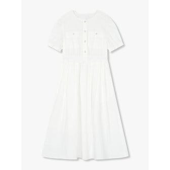 GCUT 퍼프 슬리브 패치 포켓 롱 원피스_화이트 7255237109