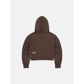 W Emoji Crop Hoodie Brown