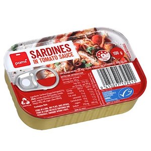  팜스 토마토 소스 정어리 통조림 Pams Sardines In Tomato Sauce 106g 4개