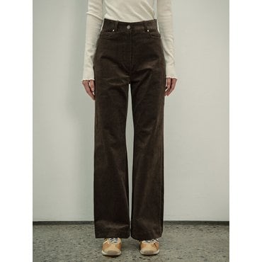 시야쥬 SIPT7056  high waist corduroy pants_Charcoal brown