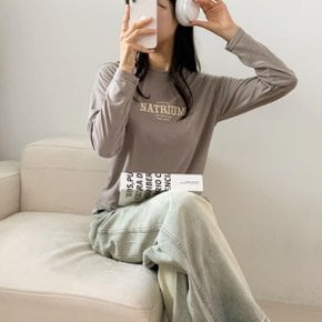 여자 블랙상의 FW 기본긴팔티 필기체 라운드 티셔츠
