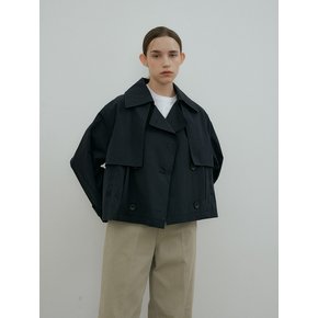 DOUBLE CROP TRENCH JACKET - Navy