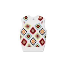 Women Rainbow Square V-neck Knit Vest_WWWAA24622WHX