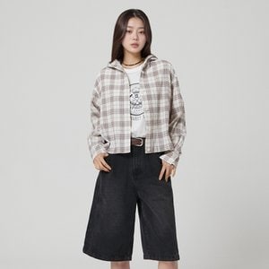 LAP 체크 후드 점퍼형 블라우스 AR3WB866