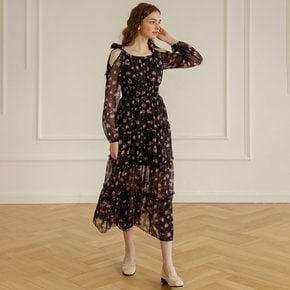 DD_Open shoulder floral slimming dress