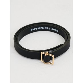 Square Buckle Season Leather Slim Belt_Black
