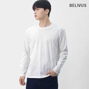 남자 면 무지 긴팔 티셔츠 WS220
