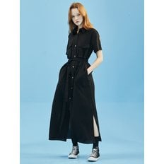 Linen Pocket Shirt OnePiece Black