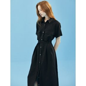 Linen Pocket Shirt OnePiece Black