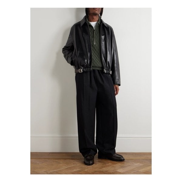 와이드 벨트 가먼트 다이 코튼 트윌 팬츠 블랙 46376663162943350