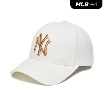 MLB [코리아공식]메탈 로고 커브조절캡 NY (White)