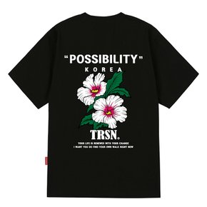 KOREAN FLOWER 티셔츠 - 블랙