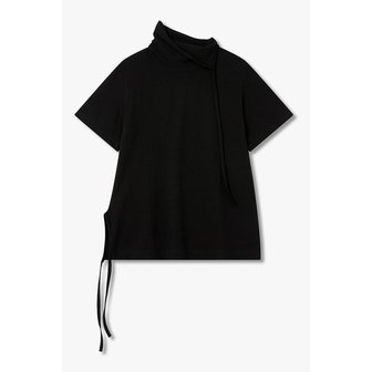 요지야마모토 [REGULATION]스트랩 디테일 숏 슬리브 티셔츠 6616120002000
