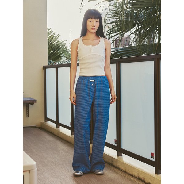 BANDING PAJAMA PANTS (BLUE-CHECK)