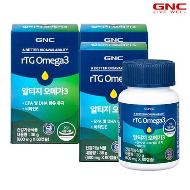 GNC 알티지 오메가3 60캡슐 (1개월분) x 3병_51074x3