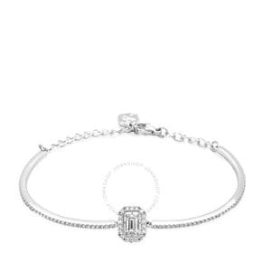 Millenia 화이트 로듐 플레이트 Octagon 컷 페이브 Bangle, 사이즈 M 5638494