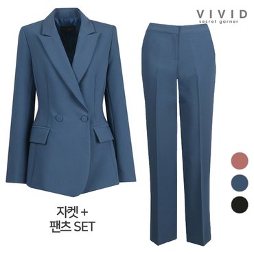 비비드시크릿가너 VIVID SET 여성 모던 더블정장자켓+9부팬츠 정장세트